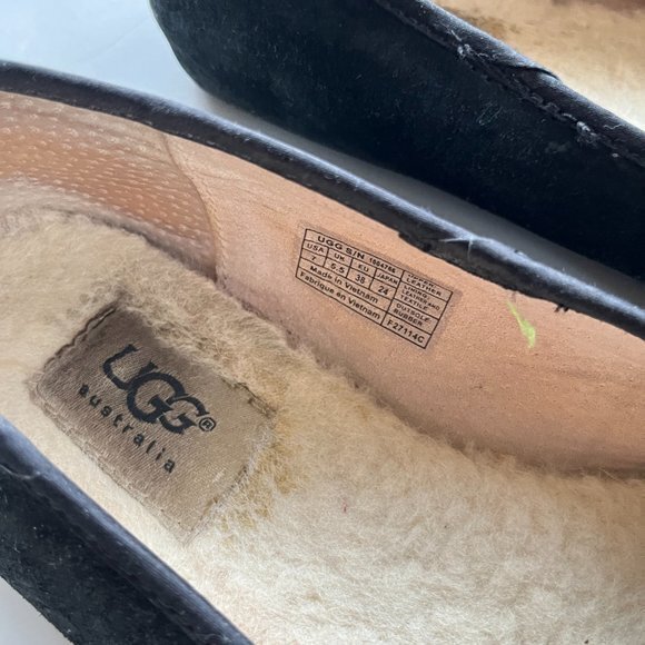 UGG Alloway Studded Bow Womens Meena Jav Moccassin Black Suede Wool Shoes Size 7 - Picture 4 of 6